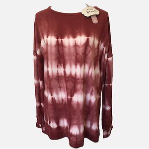 Knox Rose tie dye long sleeve tee rust/white NWT sz L